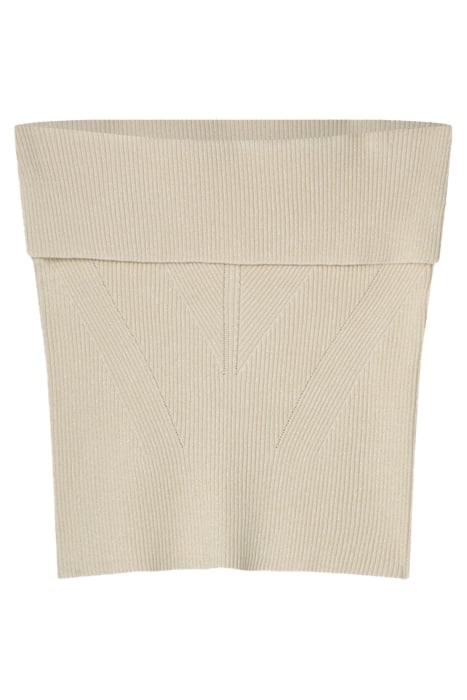 BARE SHOULDER TOP SOFT VISCOSE POLYAMIDE LUREX KNIT IVORY 2