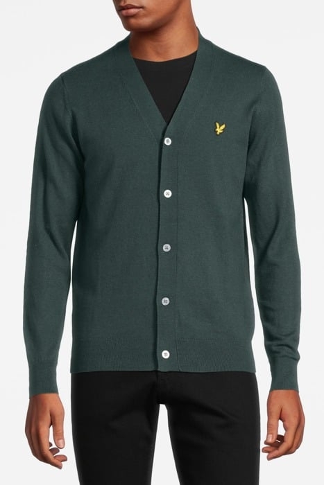 COTTON MERINO V NECK CARDIGAN ARGYLE TEAL 1