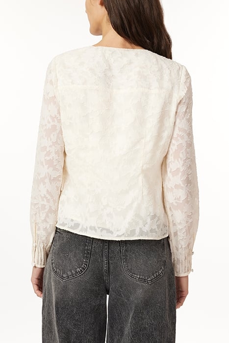 LONG SLEEVE WOVEN TOP IVORY 2