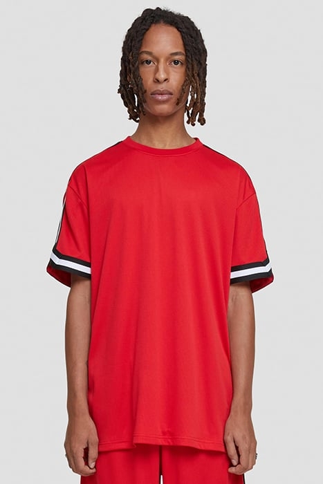 OVERSIZED STRIPES MESH TEE CITYRED 1