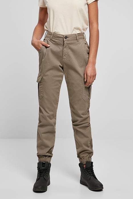 LADIES HIGH WAIST CARGO PANTS SOFTTAUPE 1