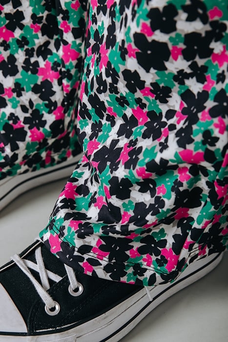 CUTE FLOWER PEACHED EXTRA FLARE PANTS MULTICOLOR 4