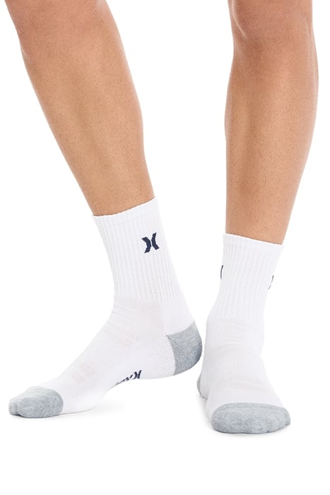 6PK MENS 1/2 TERRY HI QTR CREW WHITE / GREY 6