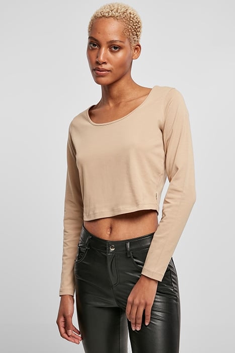 LADIES ORGANIC WIDE NECK CROPPED LONGSLEEVE UNIONBEIGE 1