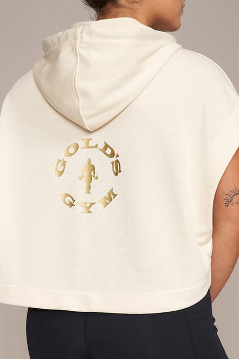 ALBA - WOMEN'S CROPPED SLEEVELESS HOODIE CREME 5