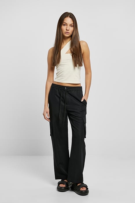 LADIES VICOSE STRAIGHT LEG CARGO PANTS BLACK 3