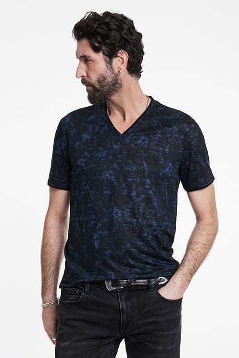 WOOSTER SLIM FIT SS LINENV-NECK MIDNIGHT 1