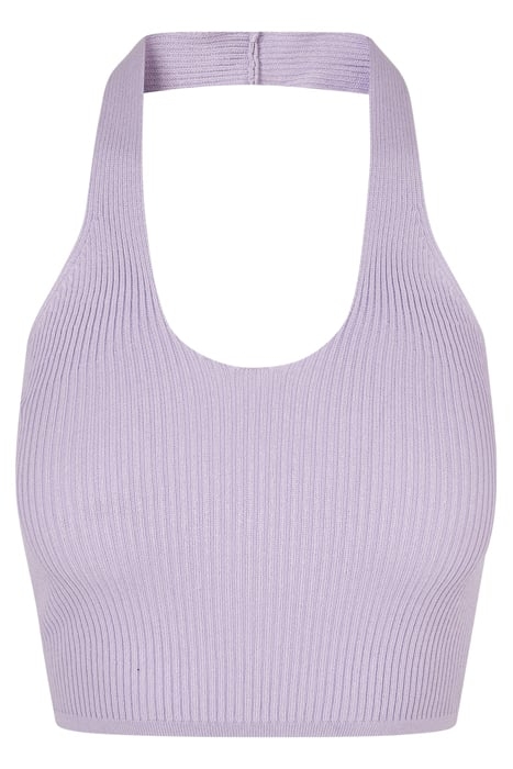 LADIES RIB KNIT CROSSED NECKHOLDER TOP LILAC 4