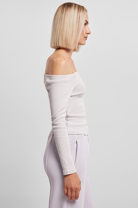 LADIES OFF SHOULDER RIB LONGSLEEVE SOFTLILAC 7