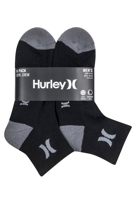 6PK MENS 1/2 TERRY QTR CREW BLACK 3