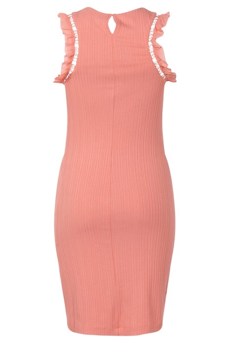 OLGA FRILL DRESS PEACH CORAL 2