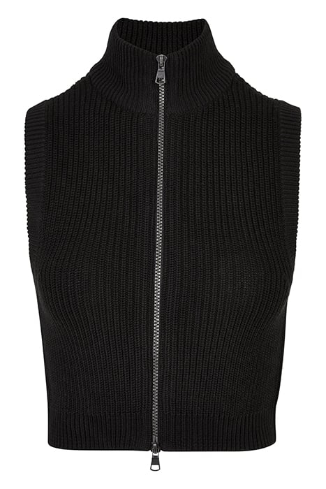 LADIES SHORT KNIT VEST BLACK 4