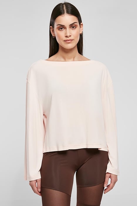 LADIES SHORT MODAL BATEAU NECKLINIE LONGSLEEVE PINK 1