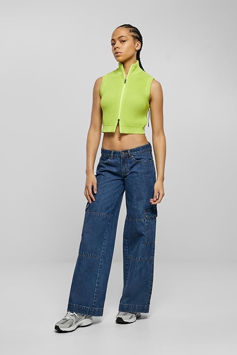 LADIES SHORT KNIT VEST FROZENYELLOW 3