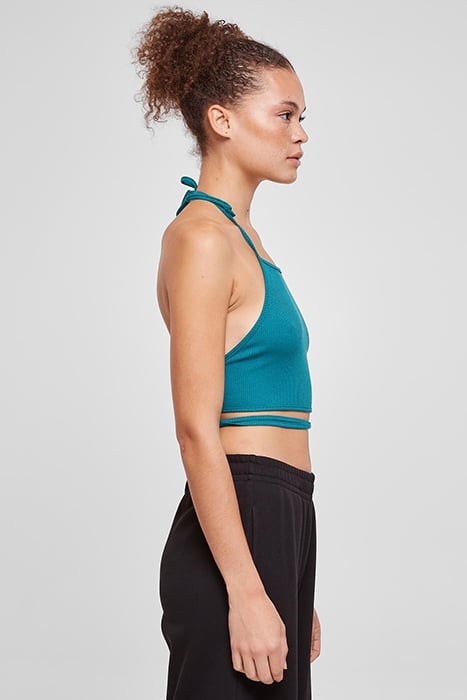 LADIES RIB TRAPEZE CROPPED TOP WATERGREEN 7