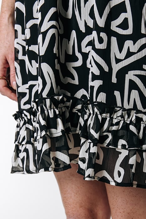 SUZE MARKER RUFFLE MINI DRESS BLACK/WHITE 5