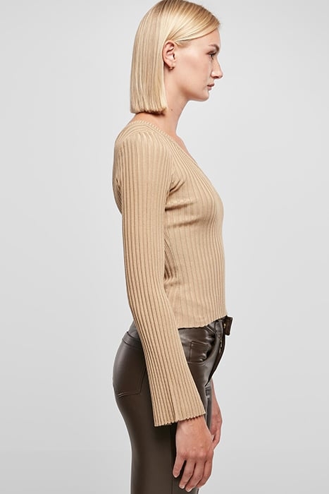 LADIES SHORT RIB KNIT ONE SLEEVE SWEATER UNIONBEIGE 6