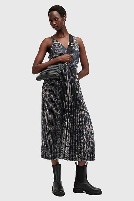 JINX PLEATED DRESS JINX TAUPE BROWN 5