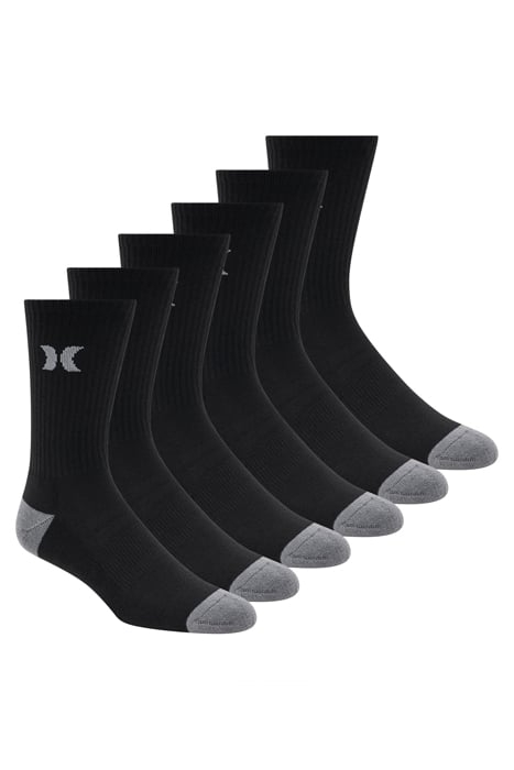 6PK MENS 1/2 TERRY CREW BLACK 1