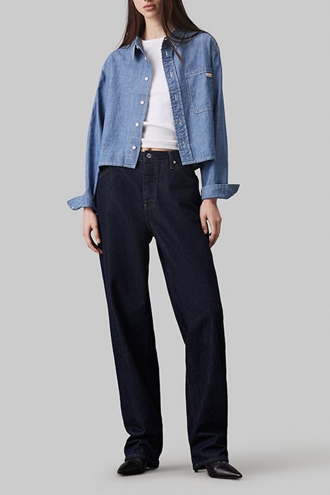 CROPPED DAD DENIM SHIRT DENIM MEDIUM 2