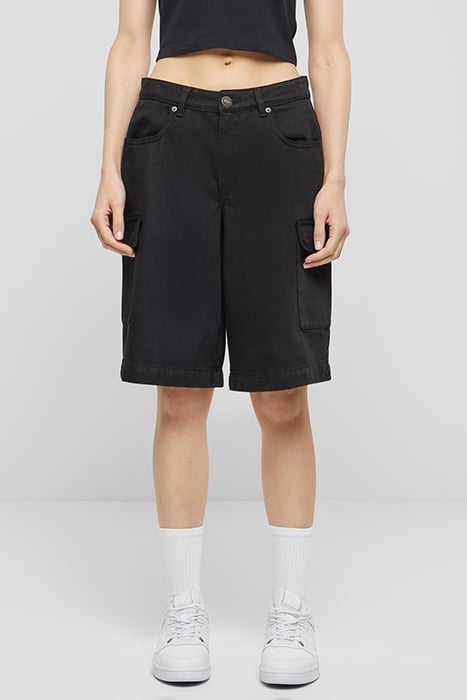 LADIES COTTON CARGO BERMUDA BLACK 1