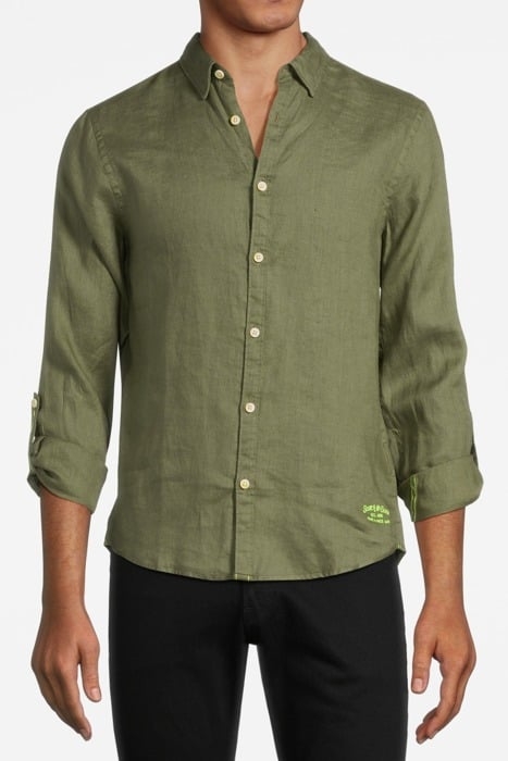 LINEN SHIRT WITH SLEEVE ROLL-UP ARMY 1
