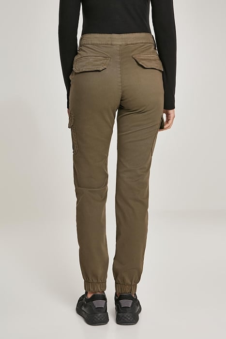 LADIES HIGH WAIST CARGO PANTS OLIVE 2