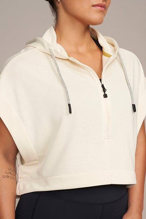 ALBA - WOMEN'S CROPPED SLEEVELESS HOODIE CREME 4