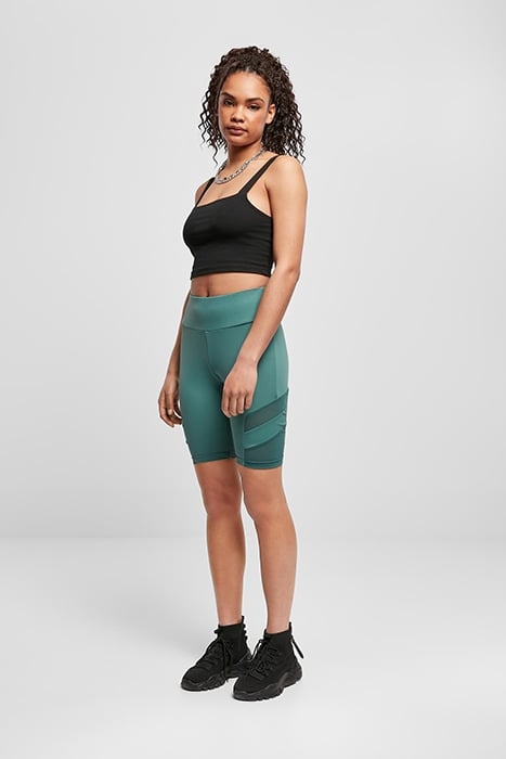 LADIES HIGH WAIST TECH MESH CYCLE SHORTS PALELEAF 3