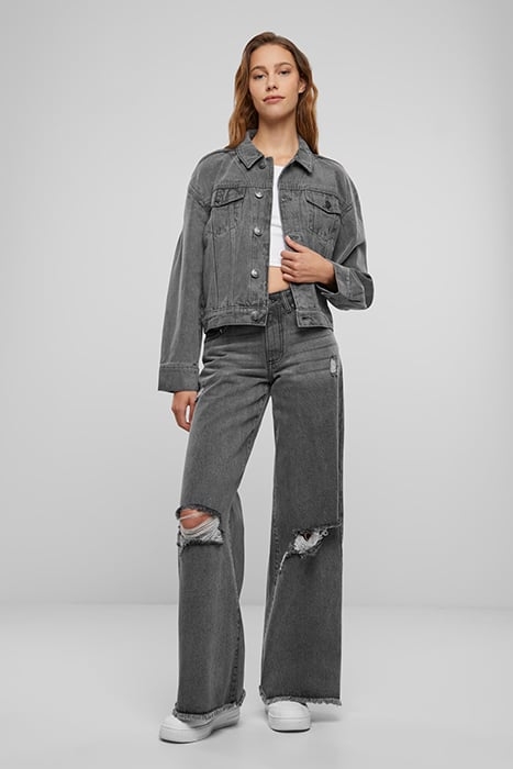 LADIES 80‘S OVERSIZED DENIM JACKET NEW GREY WASHED 3