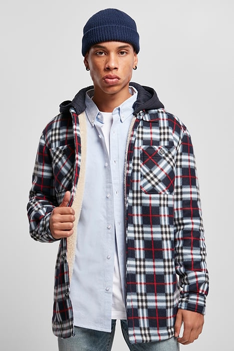 HOODED POLAR FLEECE OVERSHIRT MIDNIGHTNAVY/RED 1