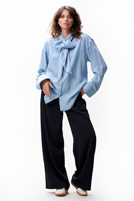 DENIM BLOUSE WITH DETACHABLE BOW LIGHT BLUE 6