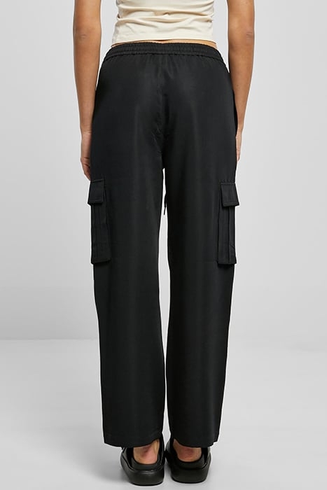 LADIES VICOSE STRAIGHT LEG CARGO PANTS BLACK 2