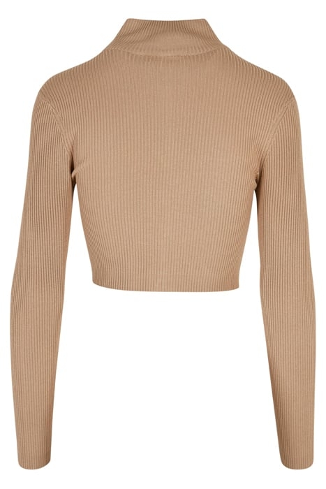 LADIES CROPPED RIB KNIT ZIP CARDIGAN UNIONBEIGE 5