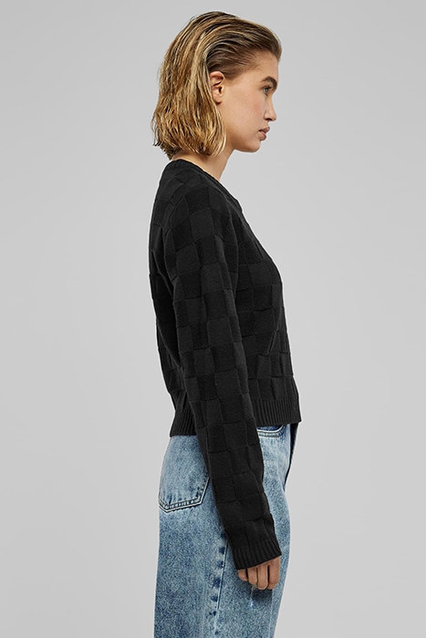 LADIES CHECK KNIT SWEATER BLACK 7