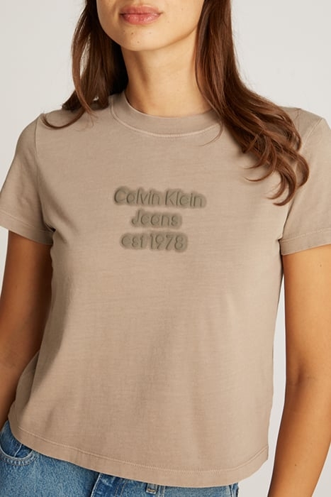CALVIN KLEIN SLIM FIT WASHED PUFF PRINT T-SHIRT TAUPE GRAY 6