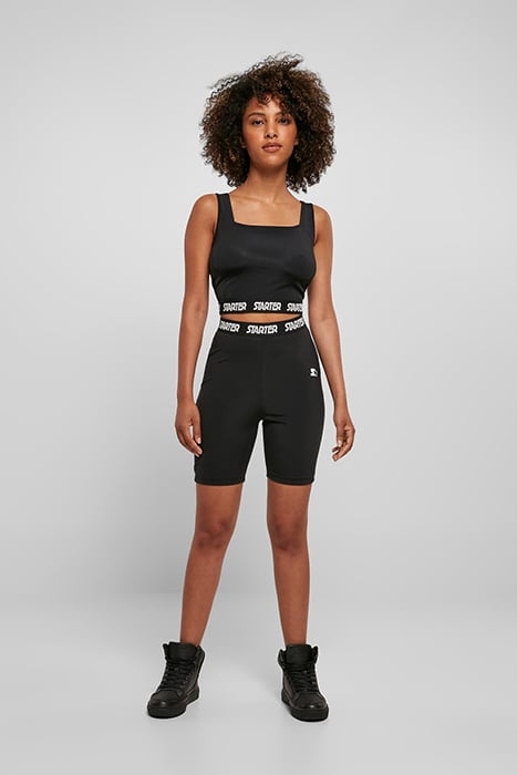 LADIES STARTER LOGO TAPE CYCLE SHORTS BLACK 3