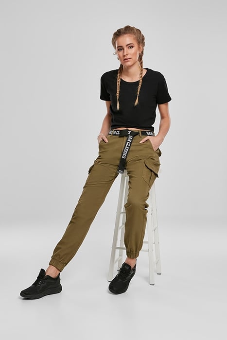 LADIES HIGH WAIST CARGO PANTS SUMMEROLIVE 3