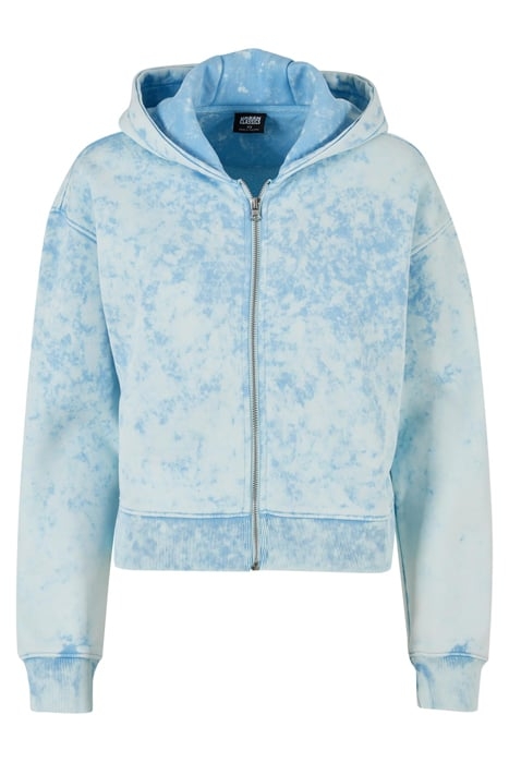 LADIES SHORT OVERSIZED TOWEL WASHED ZIP HOODY BALTICBLUE 4