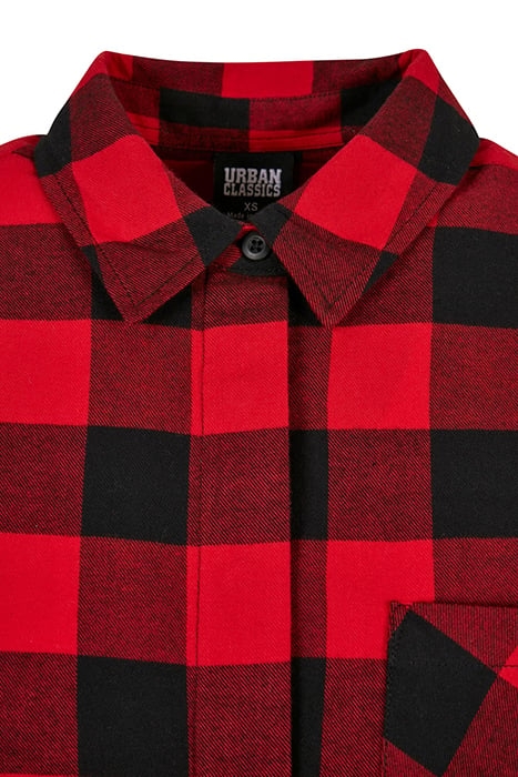 LADIES OVERSIZED CHECK FLANNEL SHIRT DRESS BLACK/RED 8