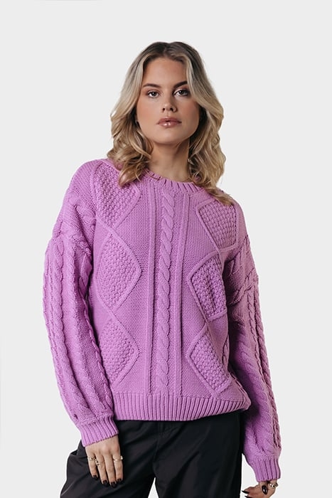 OLIVIA CABLE KNITWEAR SWEATER VIOLET PINK 1