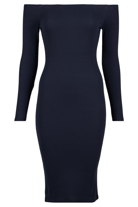 LADIES OFF SHOULDER LONGSLEEVE RIB DRESS BLACK 3