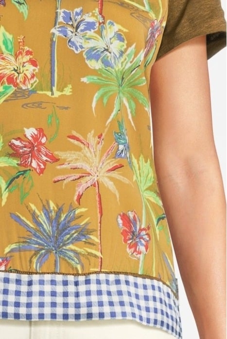 MIXED PRINT TEE WITH WOVEN FRONTPANEL COMBO T 4