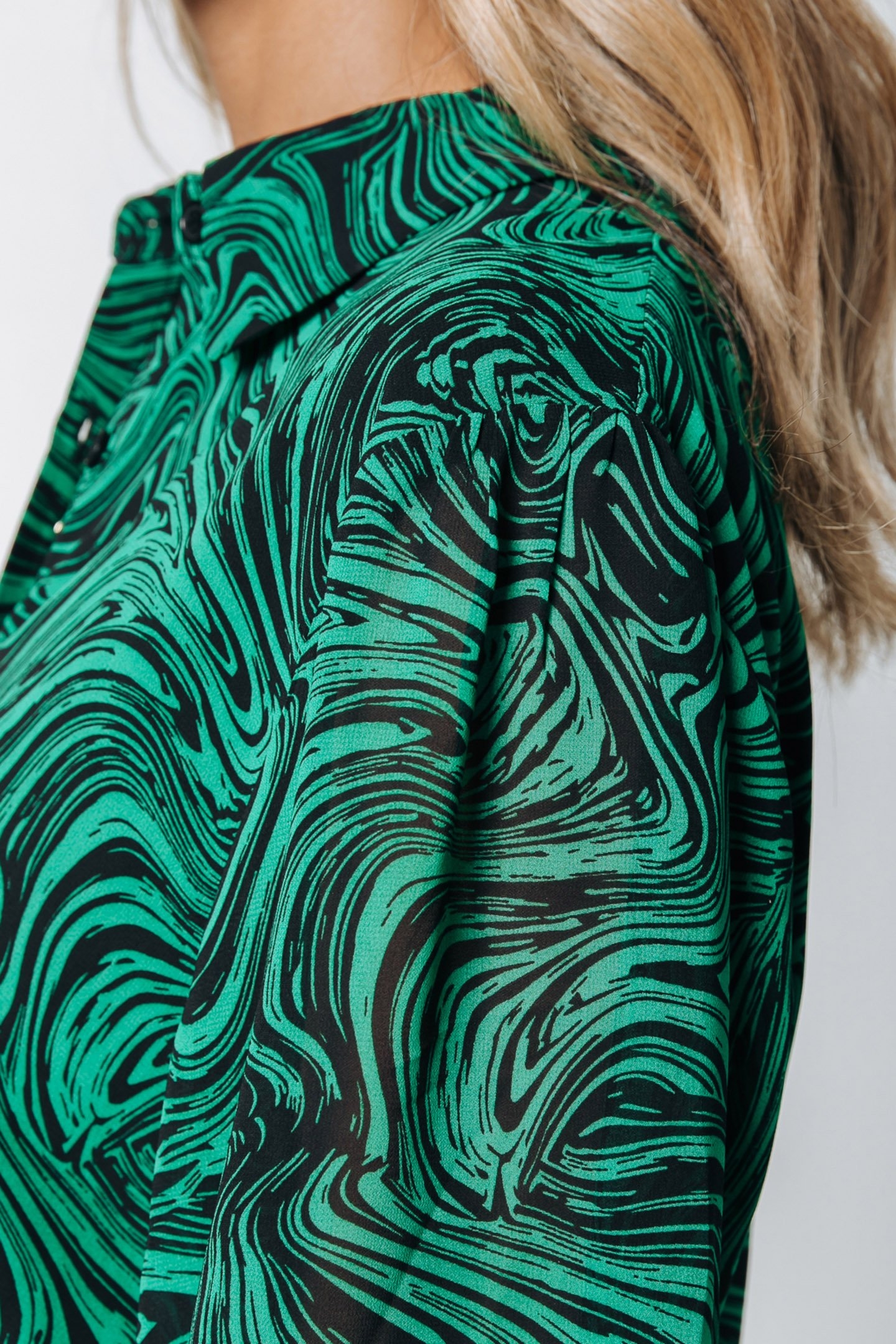 SACHA LIQUID PAINT MINI RUFFLE DRESS GREEN 4