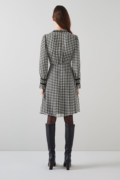 VERITY GINGHAM MINI DRESS BLACK/CREAM 2