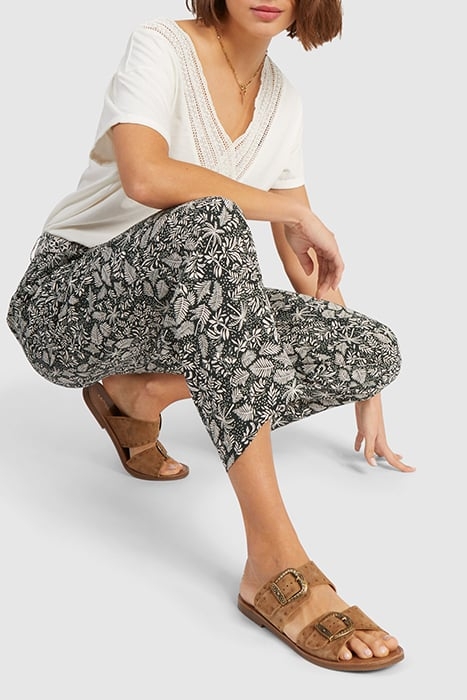 GREEN WIDE-LEG TROUSERS WITH BOTANICAL BEACH PRINT 5