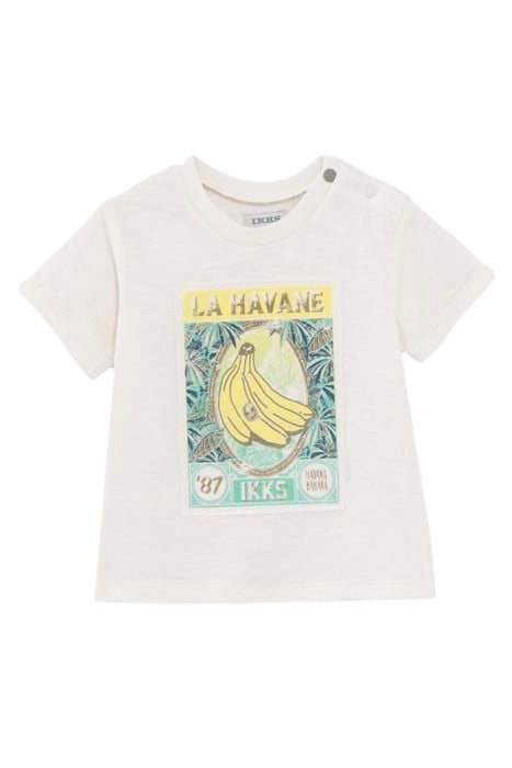 BABY BOYS’ ECRU ORGANIC COTTON T-SHIRT WITH BANANAS IMAGE 1