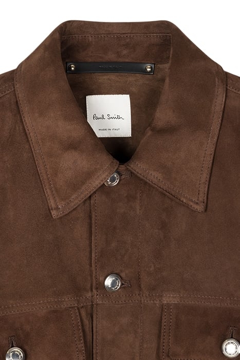 MENS SUEDE DENIM STYLE JACKET DARK BROWN 7