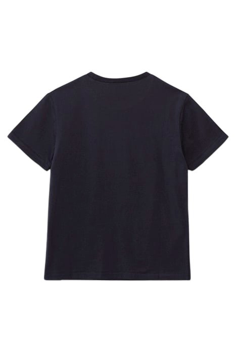BOYS' NAVY ORGANIC COTTON T-SHIRT, RUBBER GRAPHIC LINES 2