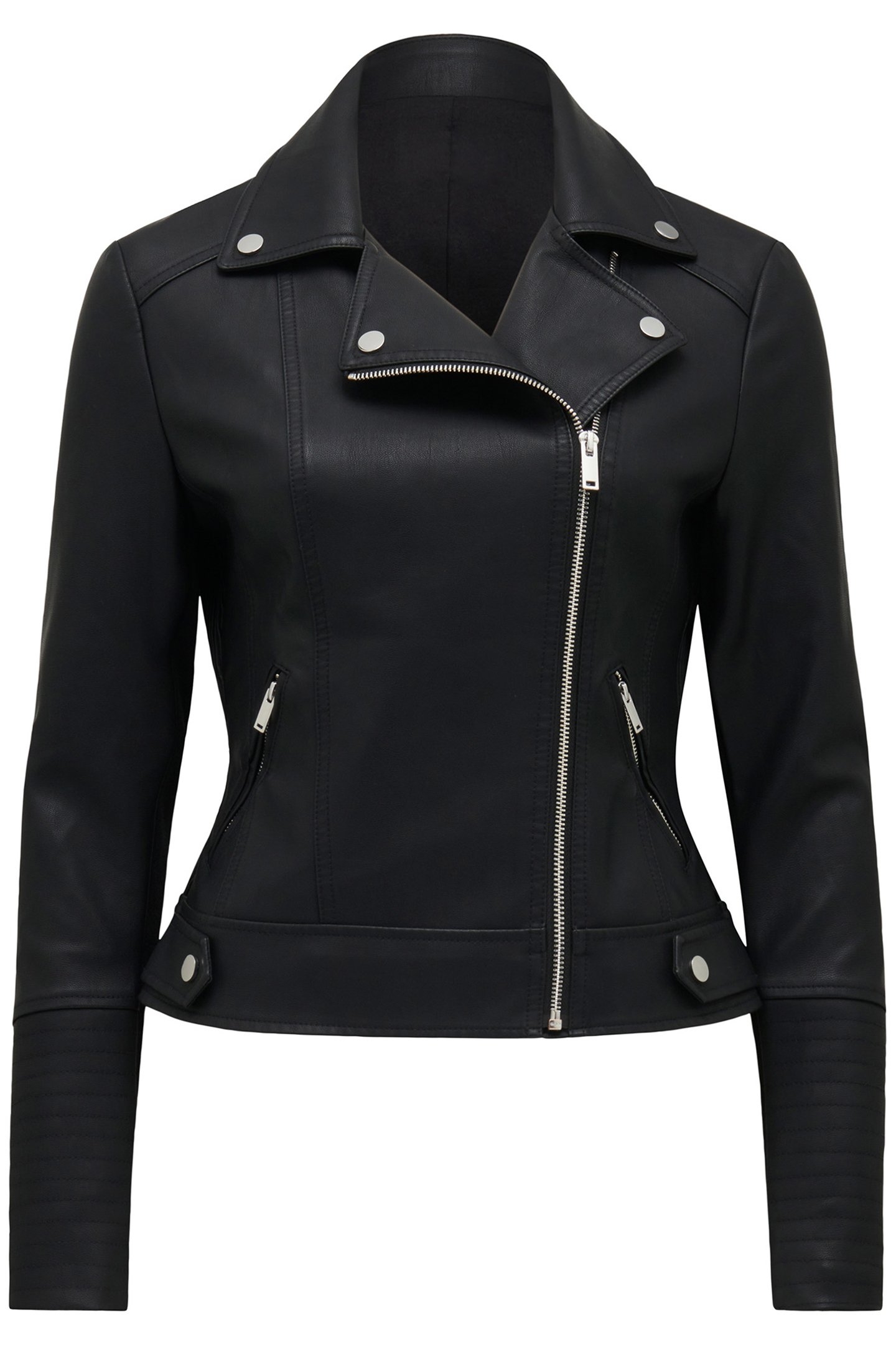 HEIDI VEGAN LEATHER BIKER JACKET BLACK 4